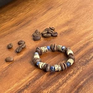 Vintage Coffee Bean Beaded Stretch Bracelet, Boho Natural Bead Elastic Bracelet for Unisex